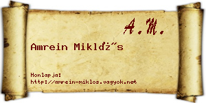 Amrein Miklós névjegykártya